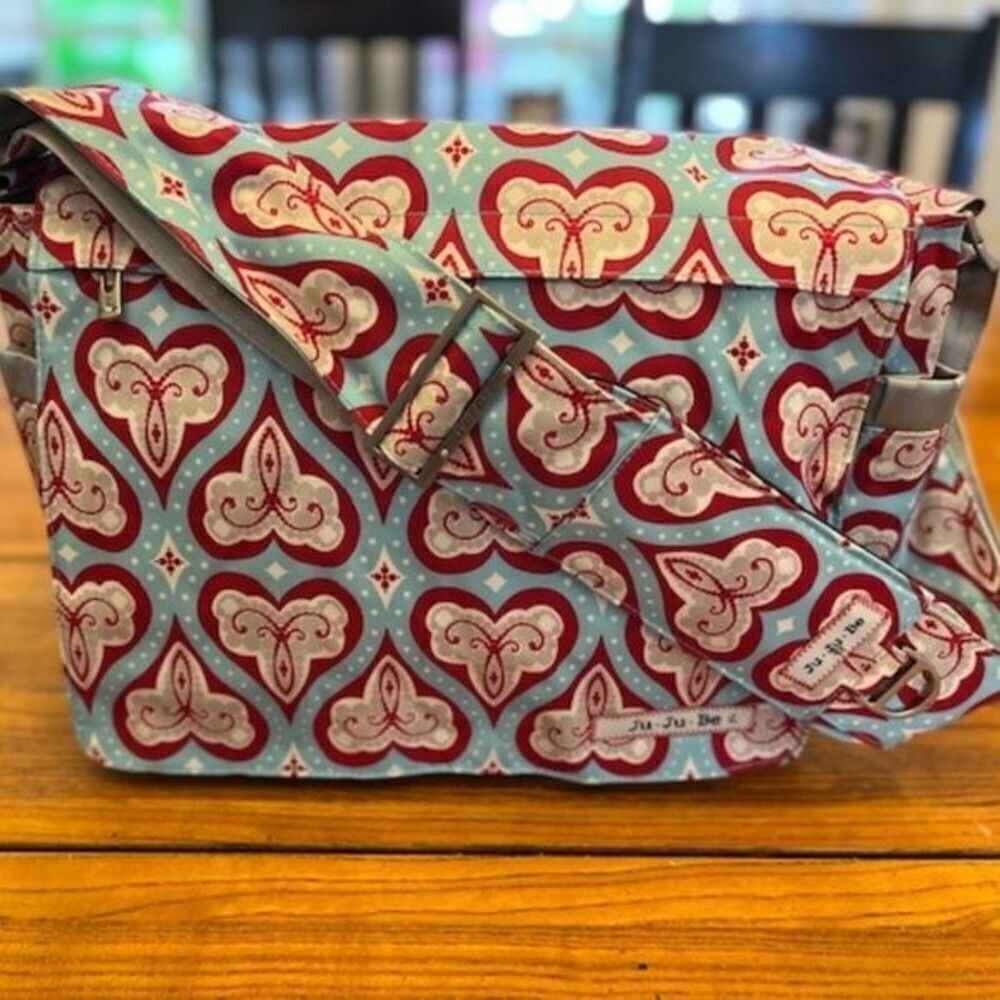 Ju-Ju-Be BeAll Messenger Bag Sweethearts Heart Print Blue Red One‎ Size - Picture 2 of 5